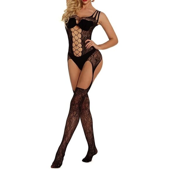 FISHNET Body Stockings Mesh Lingerie Bodysuit Body Soft BDSM Bondage Cosplay NWT - Picture 1 of 7